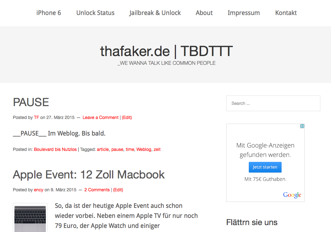 thafaker.de alt Wordpress