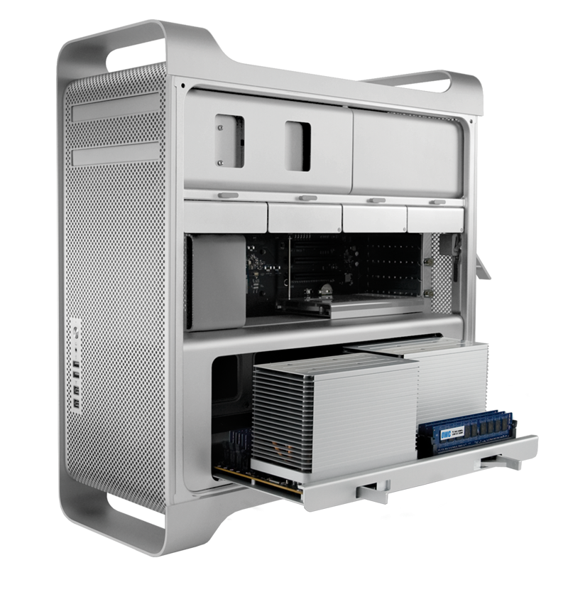 Mac Pro 4,1 geöffnet, mit Prozessorboard