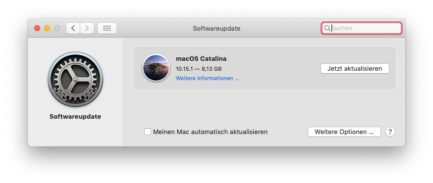 Softwareupdate zeigt mir an, dass Catalina 10.15.1 zur Verfügung steht.