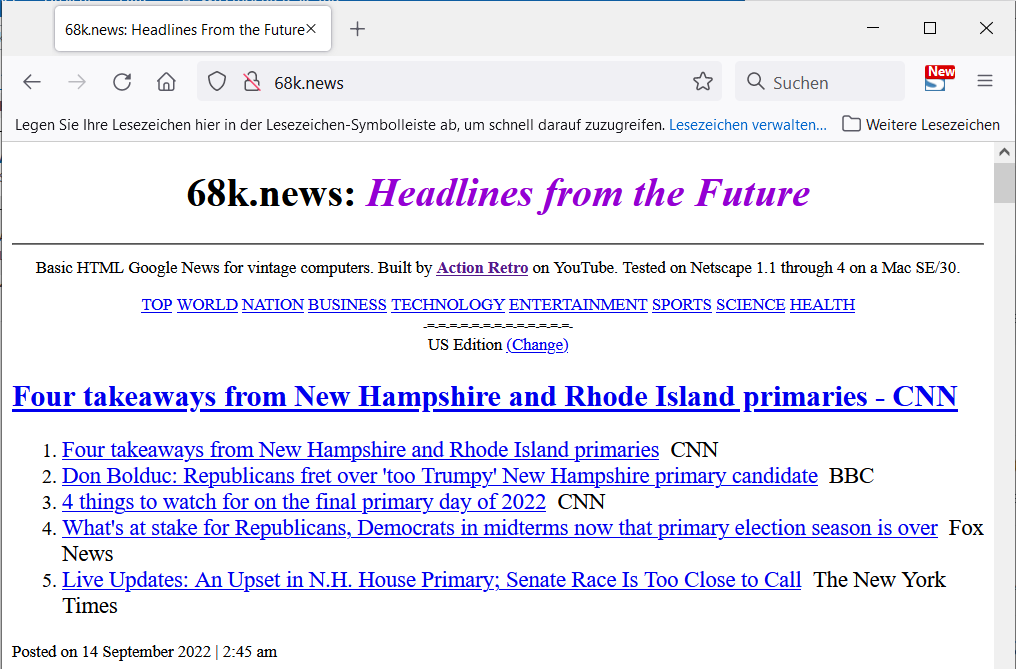 68k.news Startseite am 14.09.2022