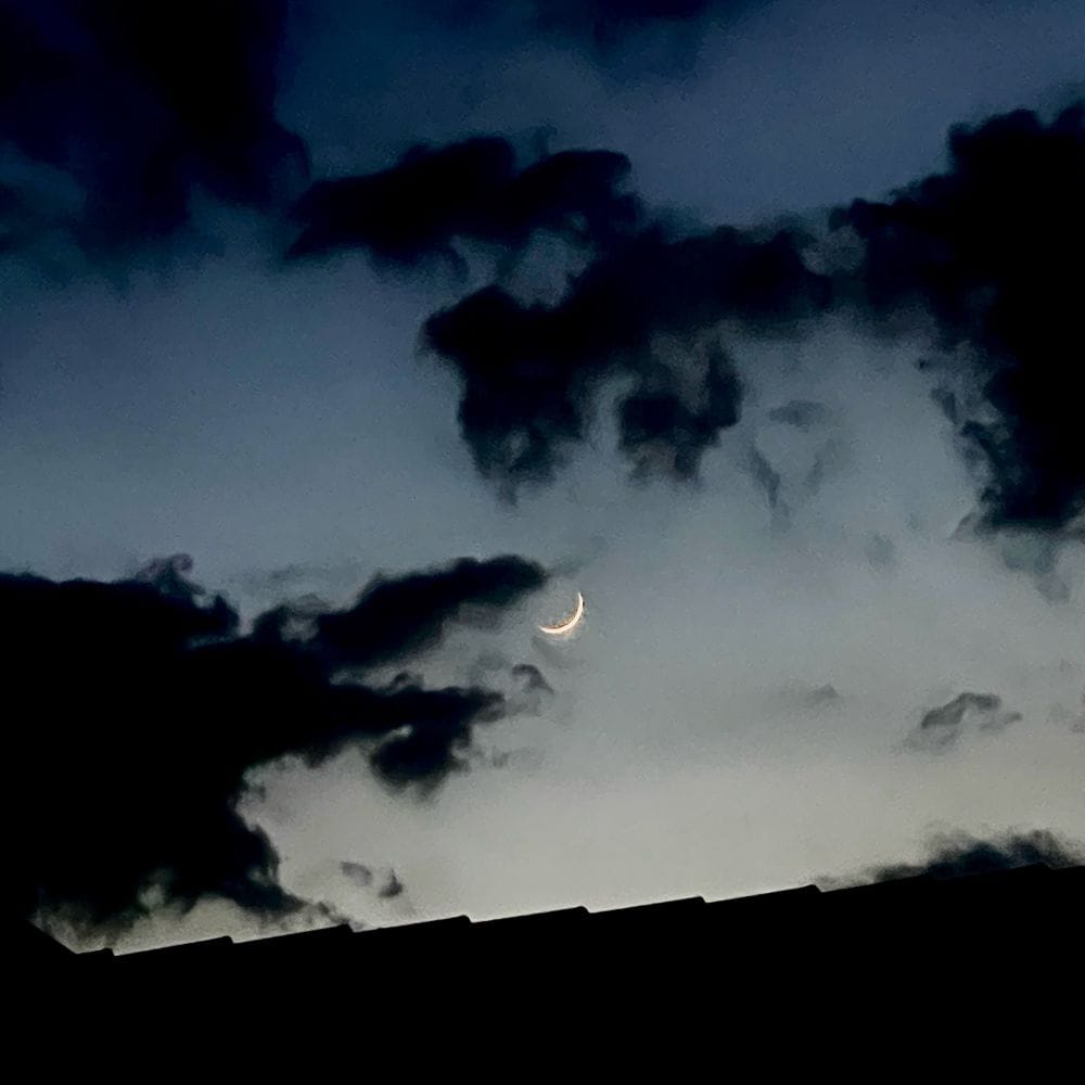 Der Sichelmond am schwarzblauen Nachthimmel