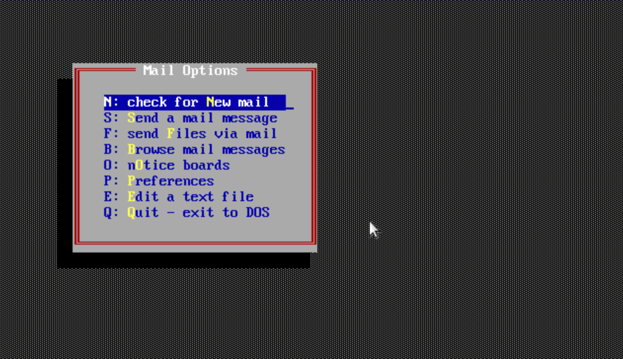 PMail 3.5 DOS Main Windows