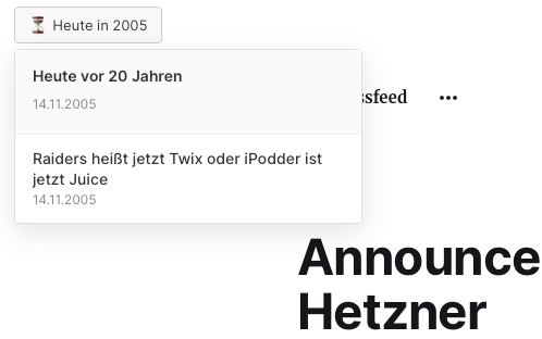 Ausgeklapptes Menü "Heute vor 20 Jahren".