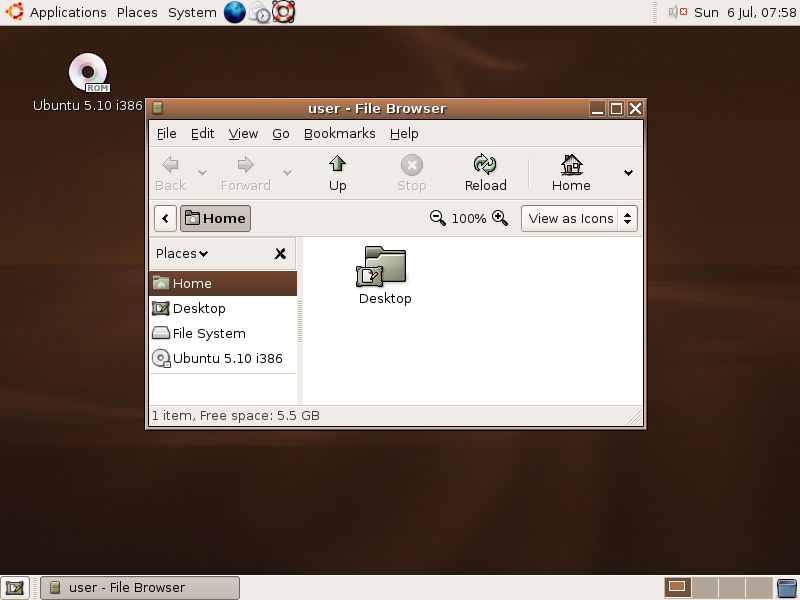 Screenshot fo Ubuntu 5.10 2005