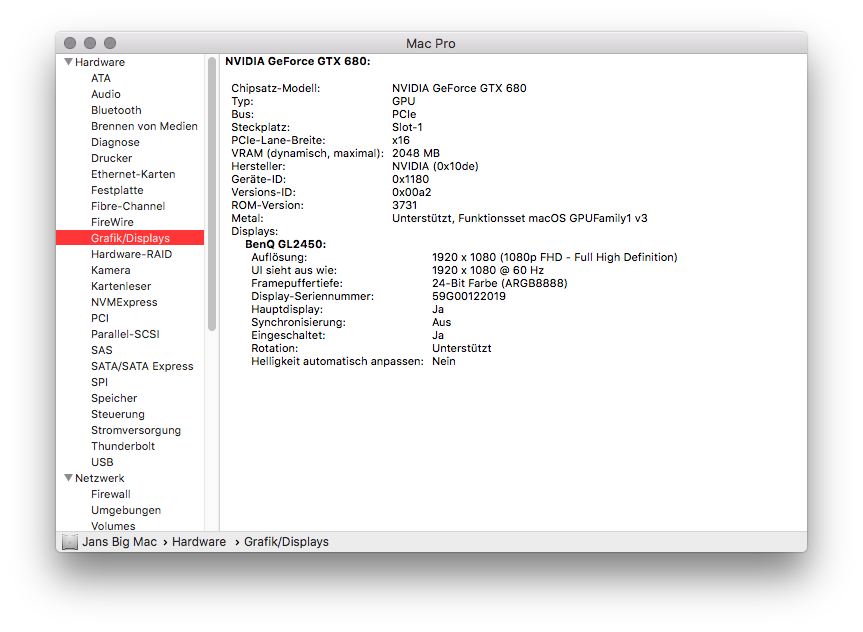 Nativer Metal Support für macOS Mojave