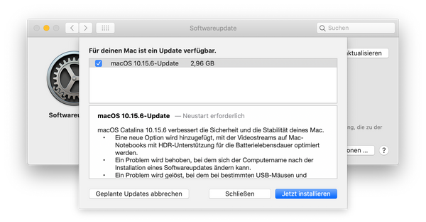 macOS 10.15.6 ist da…
